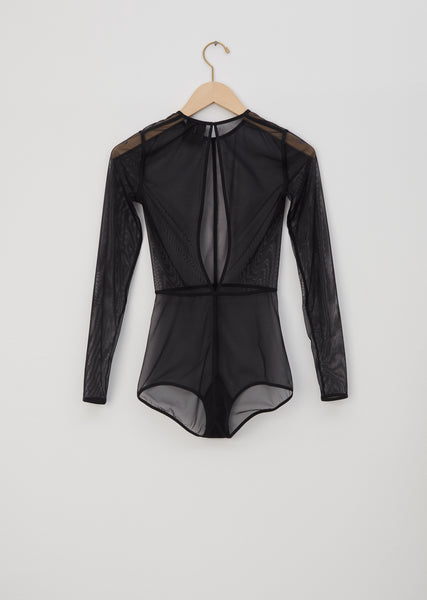 ❗️最終価格❗️TULLE GATHERED BODYSUIT Bow bodysuit in black stretch tulle – Chairidescent