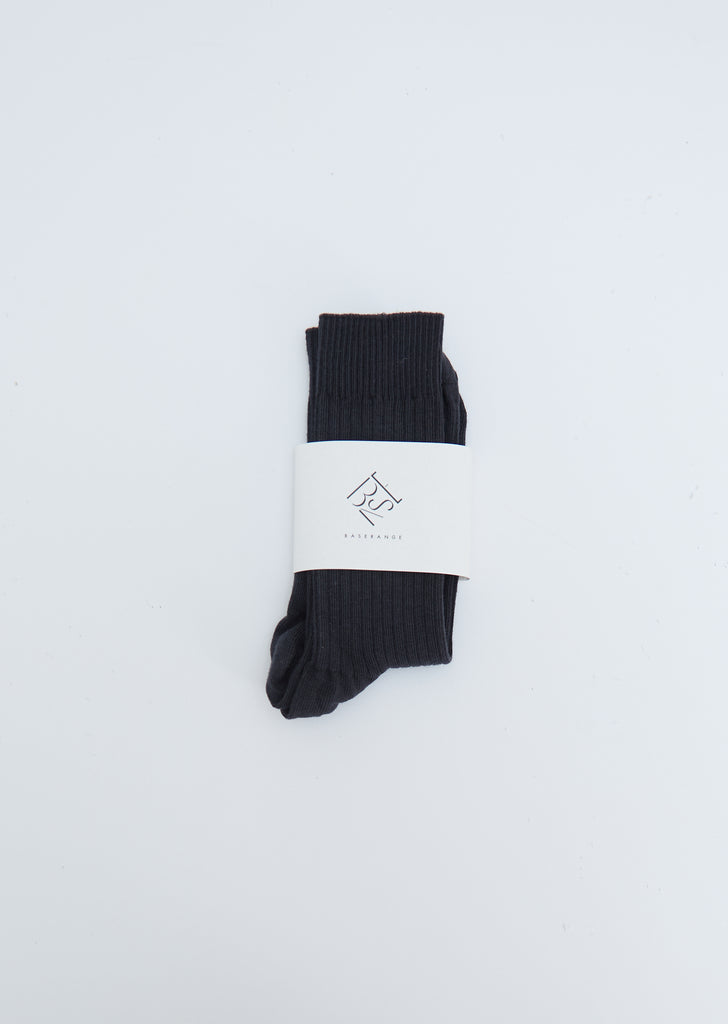 Rib Cotton Ankle Socks — Charcoal