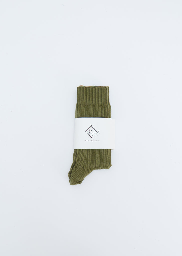 Rib Cotton Ankle Socks — Maple Green