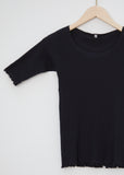 Pama Rib Organic Cotton Tee — Black