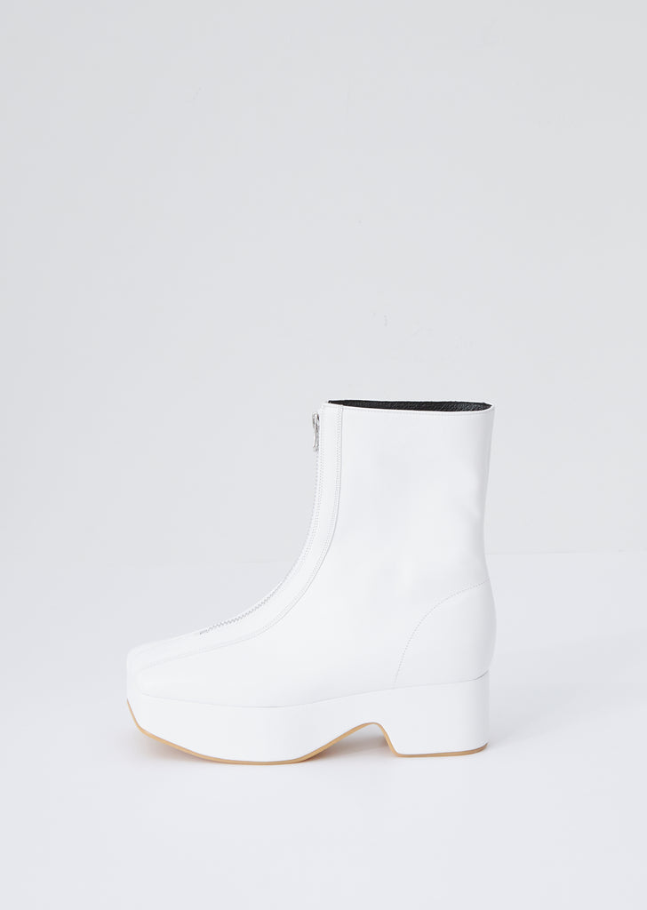 Zipped Platform Boot — White