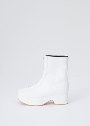 Zipped Platform Boot — White