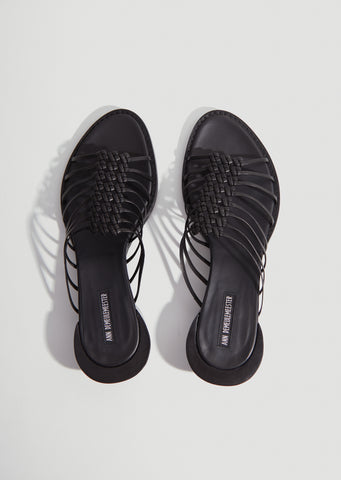 Braided Leather Heeled Slides