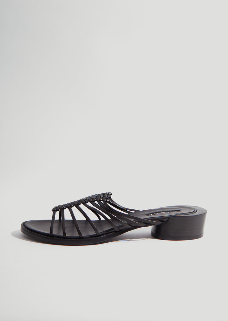 Braided Leather Heeled Slides