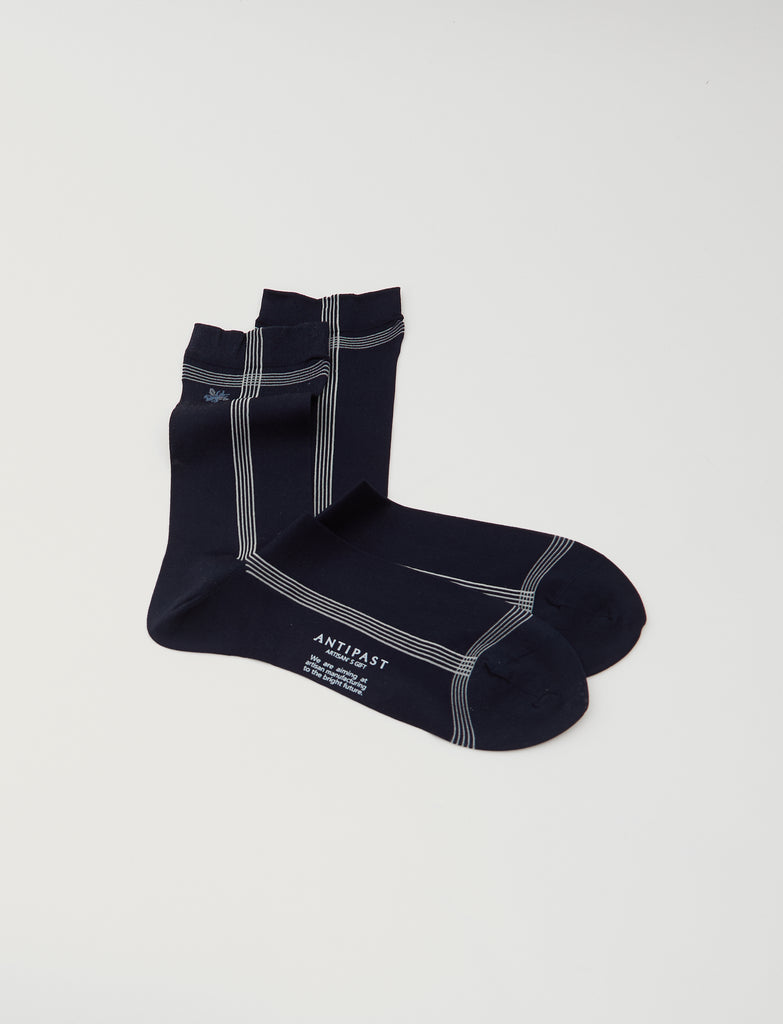 Raw Silk Socks — Navy