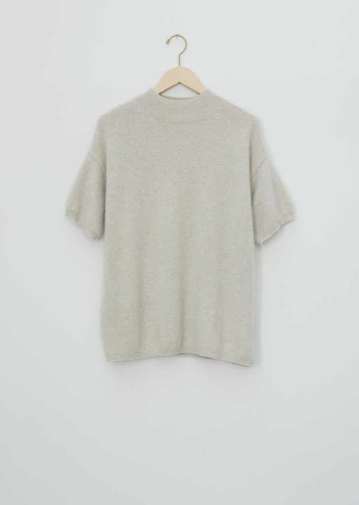 Pertusato Wool Short Sleeve Sweater — Stone