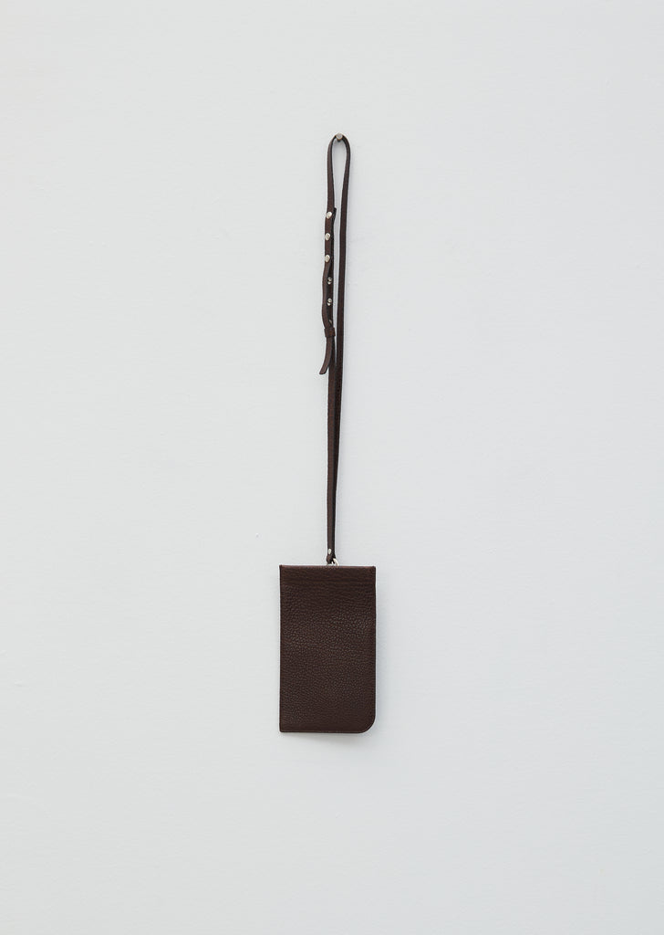 Leather Neck Pouch — Dark Brown