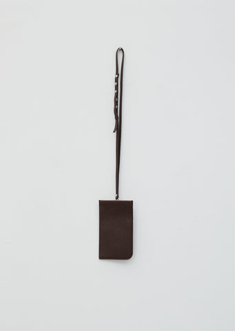 Leather Neck Pouch — Dark Brown