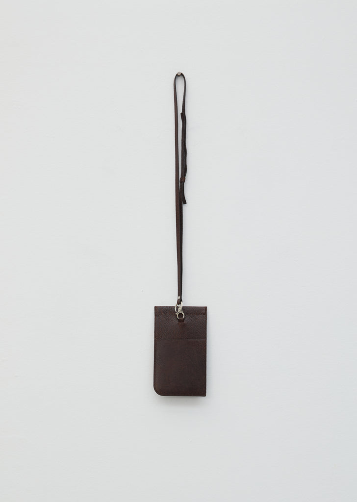 Leather Neck Pouch — Dark Brown