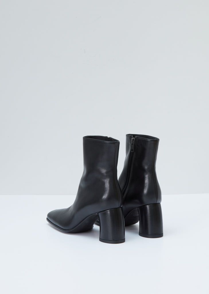 Round Heel Leather Ankle Boots