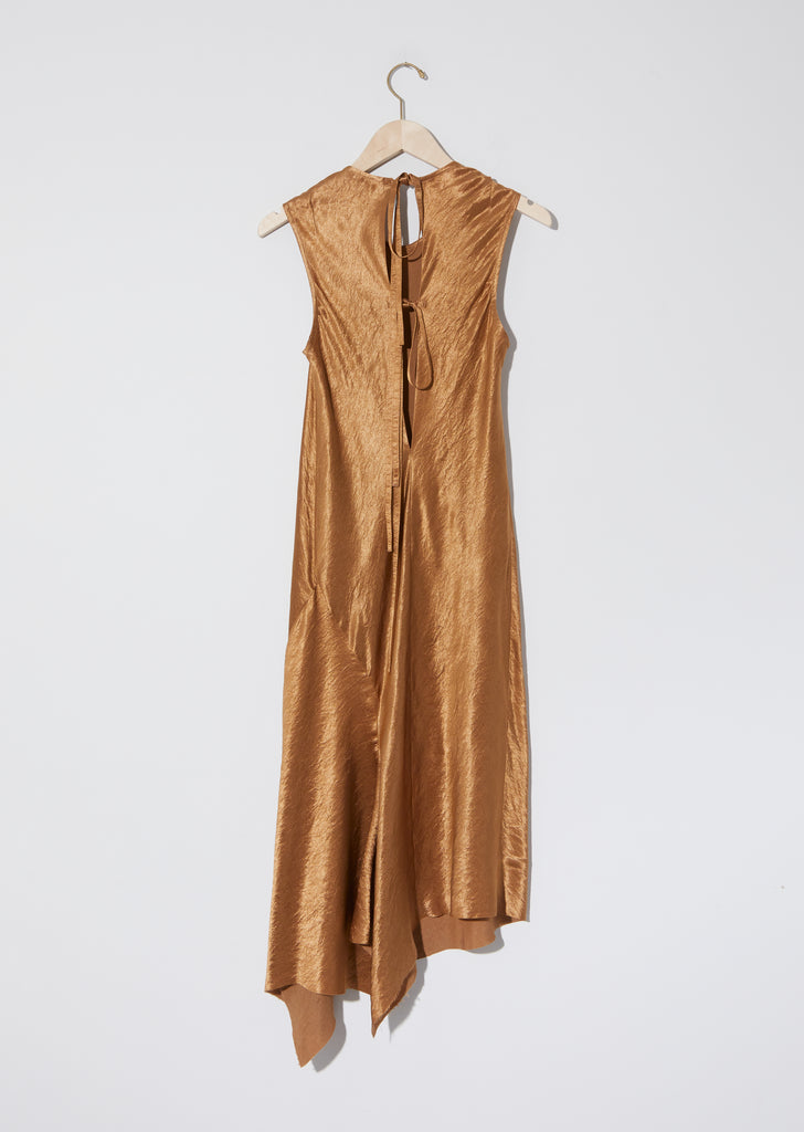 Lambeth Bias Asymmetrical Dress — Caramel