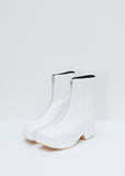 Zipped Platform Boot — White