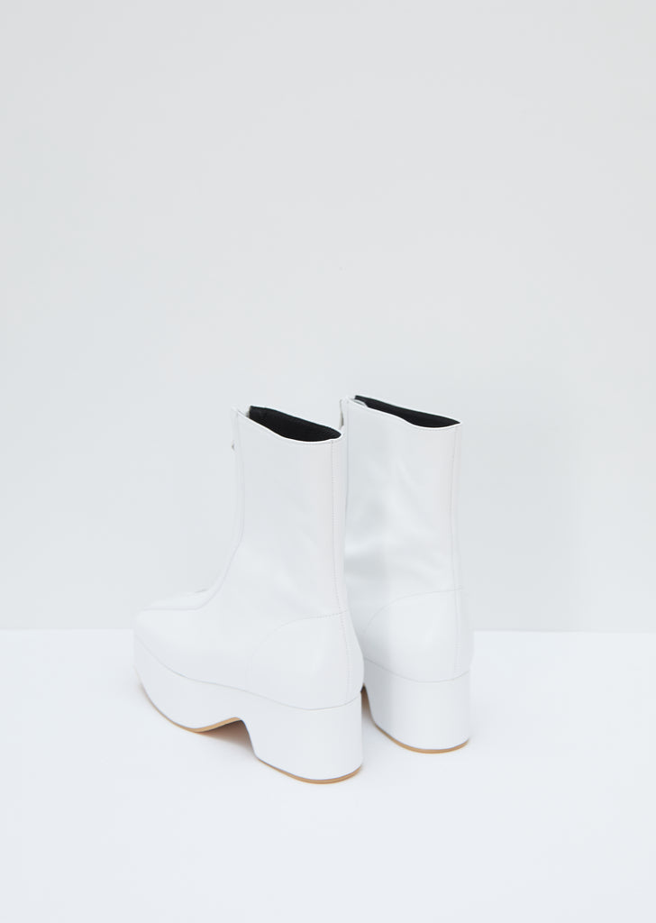 Zipped Platform Boot — White