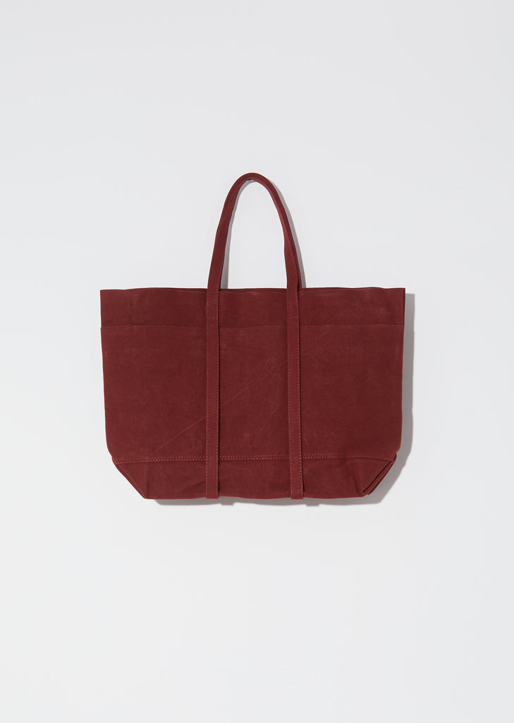 Washed Canvas 6-Pockets Tote, Medium — Burgandy