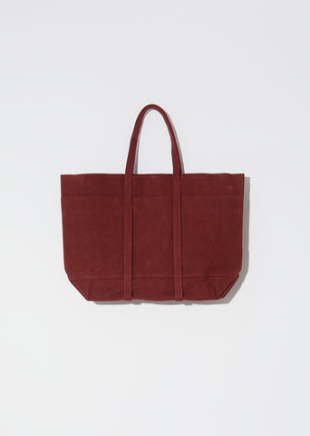 Washed Canvas 6-Pockets Tote, Medium — Burgandy