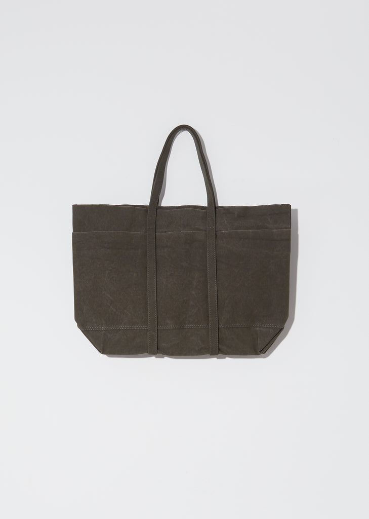 Washed Canvas 6-Pockets Tote, Medium — Khaki