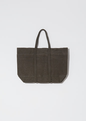 Washed Canvas 6-Pockets Tote, Medium — Khaki