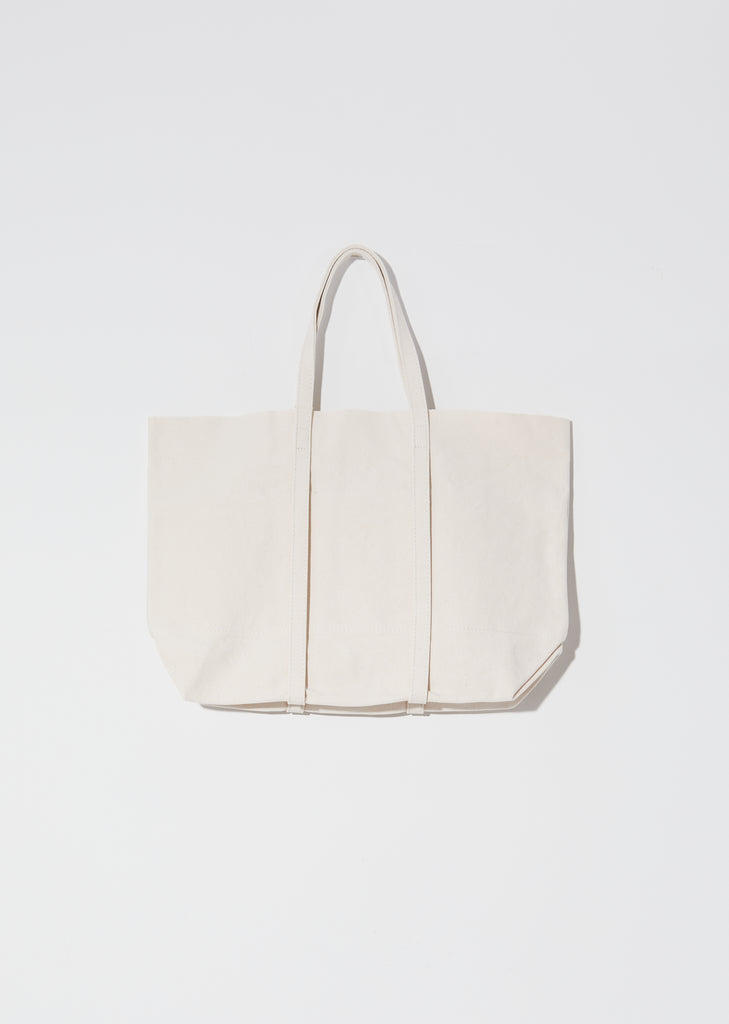 Washed Canvas 6-Pockets Tote, Medium — White