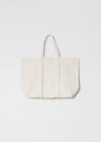 Washed Canvas 6-Pockets Tote, Medium — White