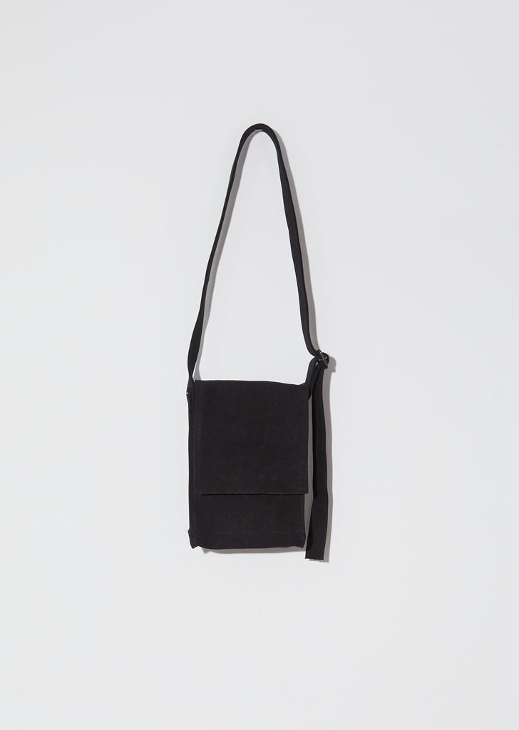Washed Canvas Shoulder Bag, Small — Black