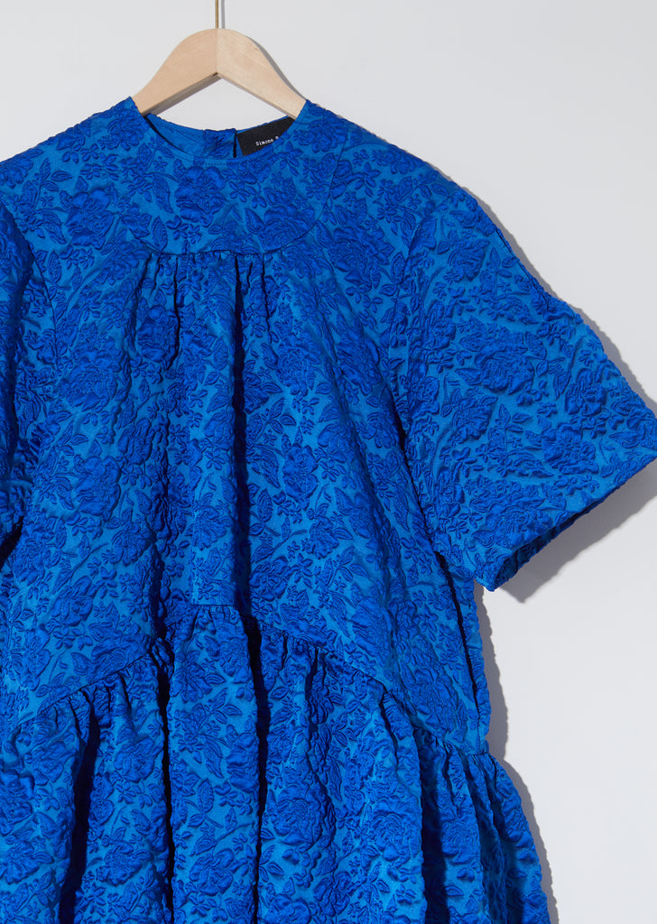 Cloqué Long Gathered Dress