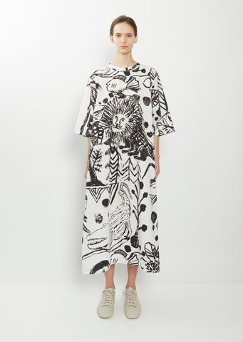 Darby Poplin Cotton Dress — White/Black