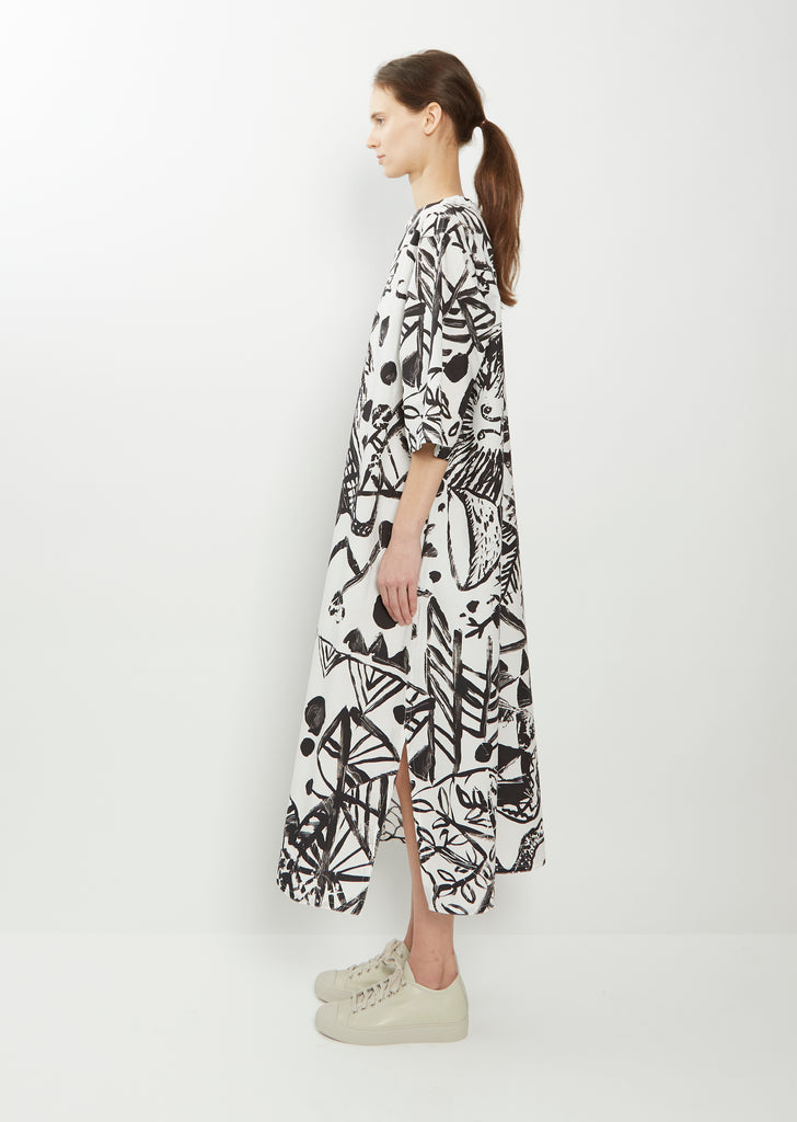 Darby Poplin Cotton Dress — White/Black