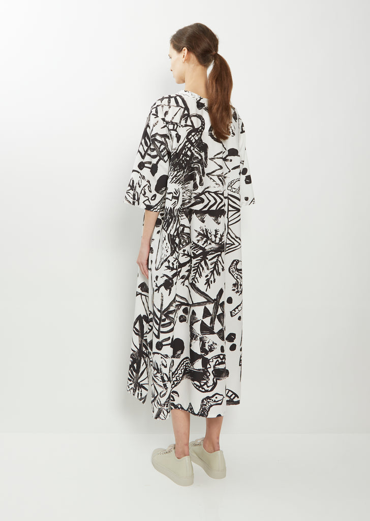 Darby Poplin Cotton Dress — White/Black