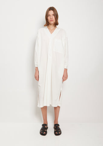 Pleated Sleeping Shirt Dress — White