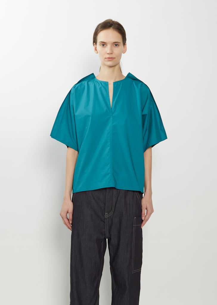 Basta Cotton Poplin Slit Top — Topaz Green