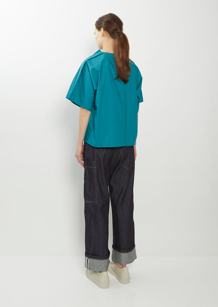 Basta Cotton Poplin Slit Top — Topaz Green