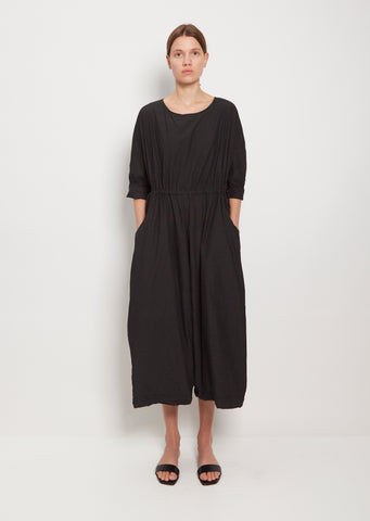 Tissue Cotton Roundneck Jumpsuit — Black