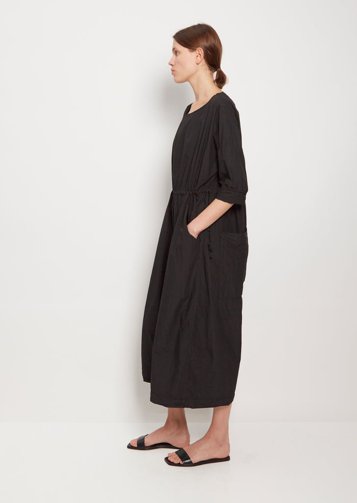 Tissue Cotton Roundneck Jumpsuit — Black
