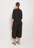 Tissue Cotton Roundneck Jumpsuit — Black