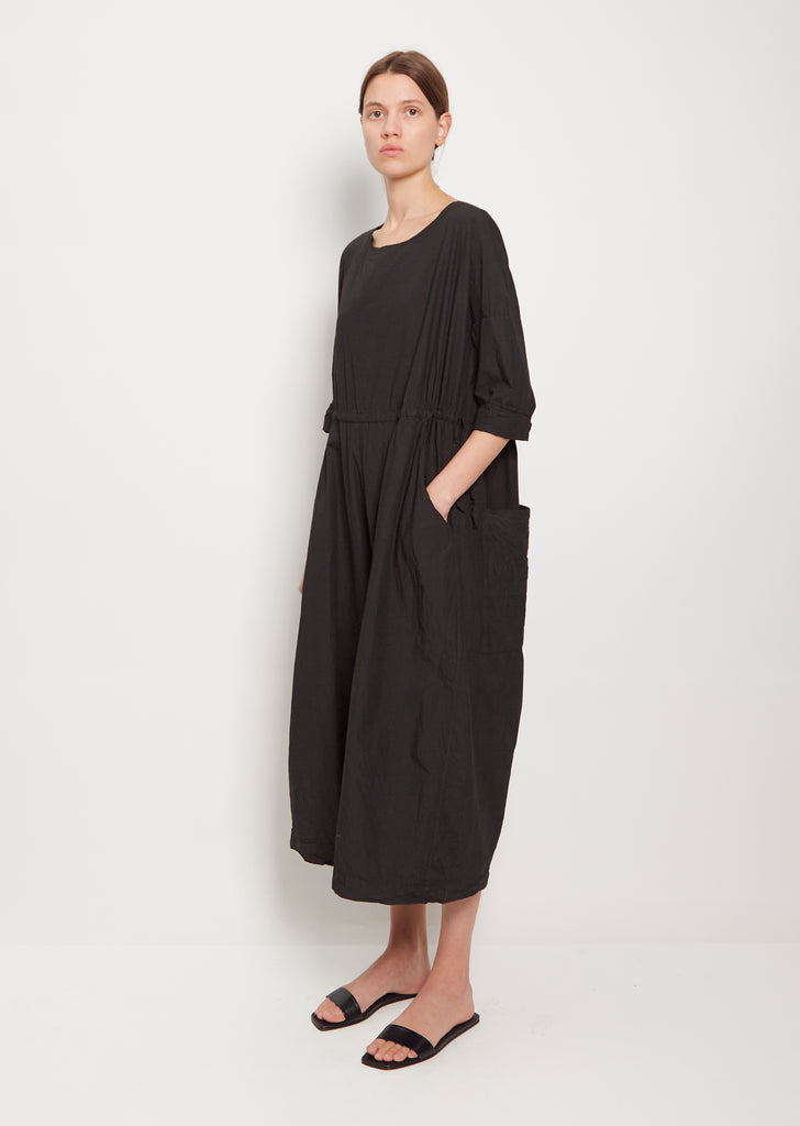 Tissue Cotton Roundneck Jumpsuit — Black