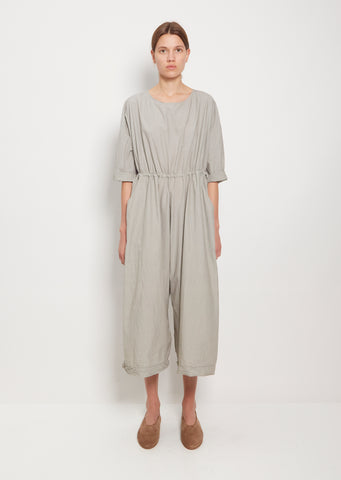Tissue Cotton Roundneck Jumpsuit — Stone Grey