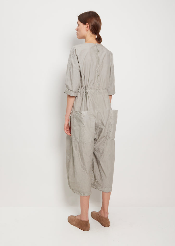 Tissue Cotton Roundneck Jumpsuit — Stone Grey