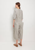 Tissue Cotton Roundneck Jumpsuit — Stone Grey