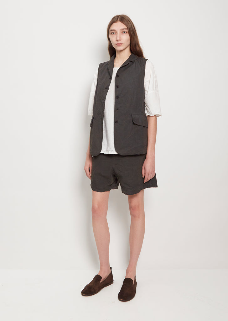 Cotton Canvas Sleeveless Blazer — Charcoal