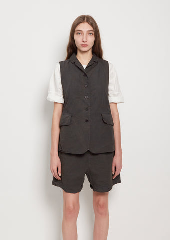 Cotton Canvas Sleeveless Blazer — Charcoal