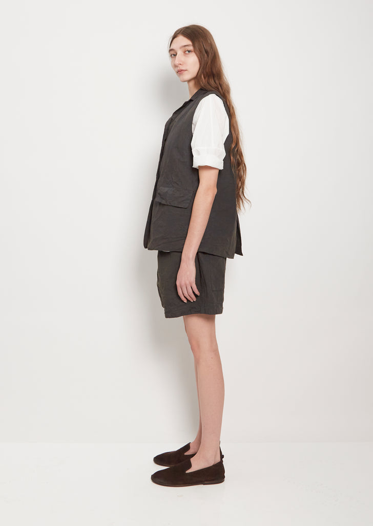 Cotton Canvas Sleeveless Blazer — Charcoal