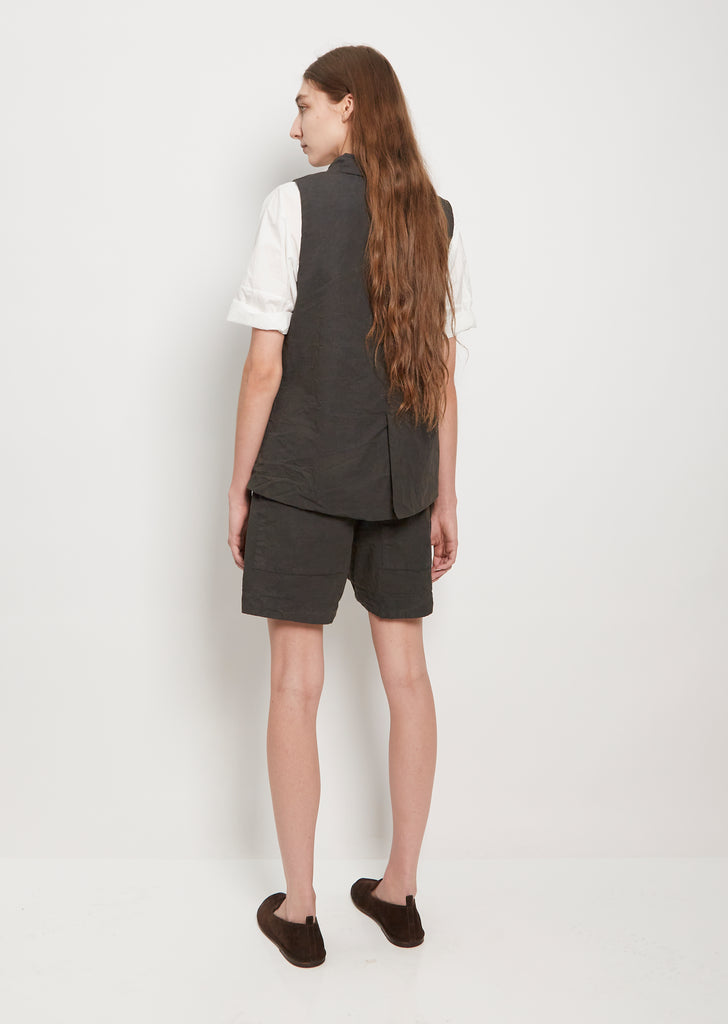Cotton Canvas Sleeveless Blazer — Charcoal