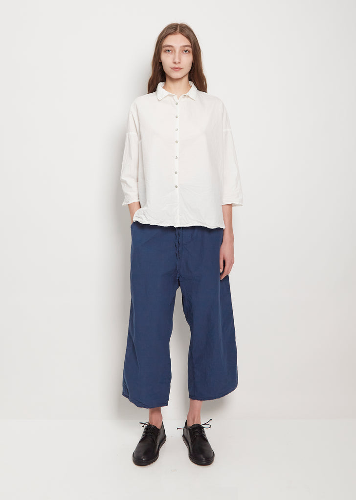 Tissue Cotton Short Collar Shirt — Milk