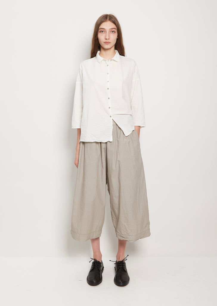 Tissue Cotton Wide Trousers — Stone Grey