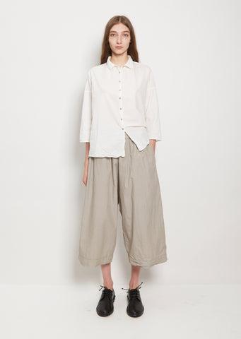 Tissue Cotton Wide Trousers — Stone Grey