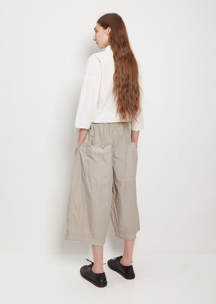 Tissue Cotton Wide Trousers — Stone Grey