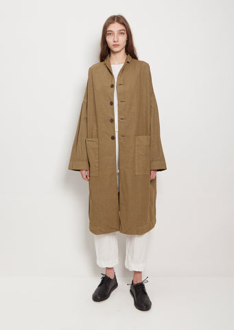 Unisex Cotton Canvas Loose Coat — Khaki