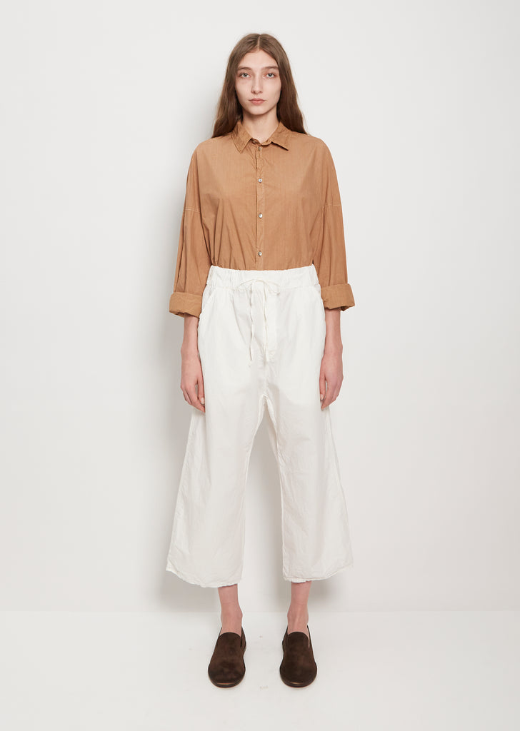 Tissue Cotton Wide & Short Trousers — Milk