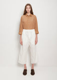 Tissue Cotton Wide & Short Trousers — Milk