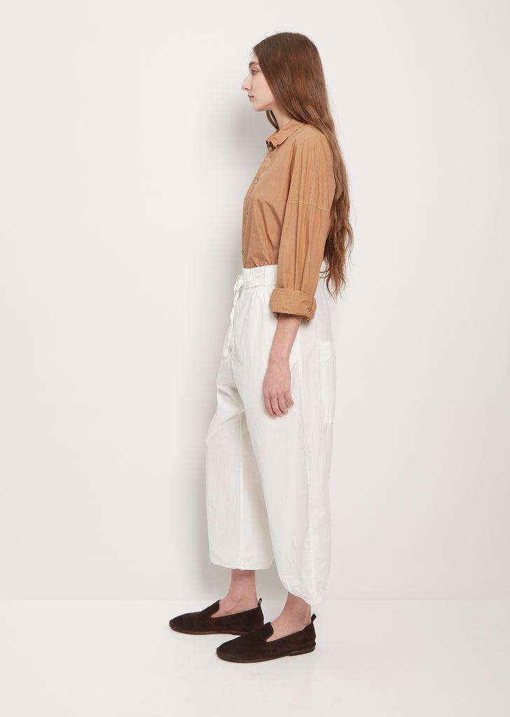 Tissue Cotton Wide & Short Trousers — Milk
